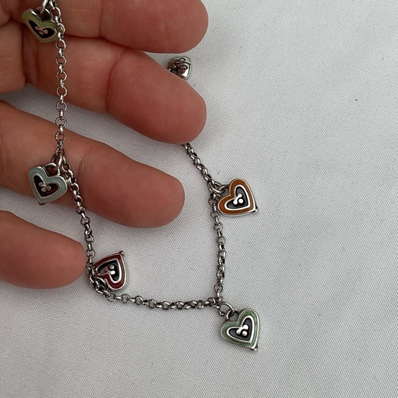BRIGHTON Picadilly Three Heart Charm Toggle Clasp Bracelet  Brighton Silver Plated Multi-Color Enamel Heart Charm Bracelet | Adjustable 7–8”
